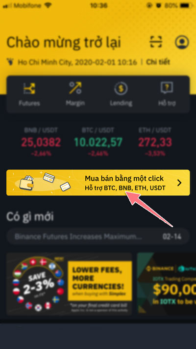 Hướng dẫn mua Coin trên Binance bằng VNĐ