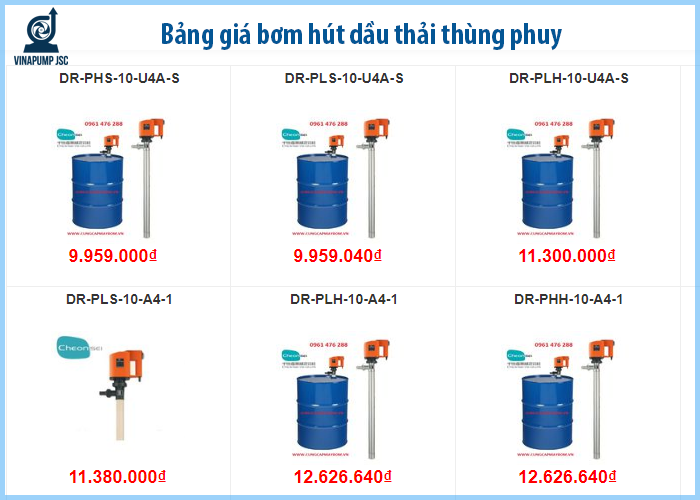 bang gia bom hut dau thai