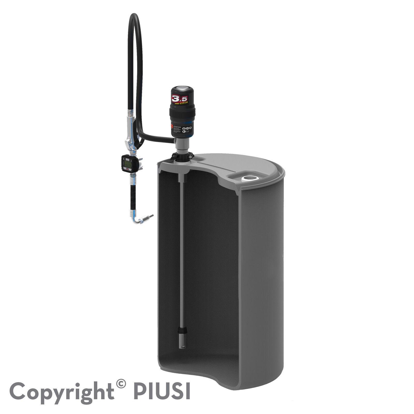 Bộ bơm dầu nhớt khí nén PIUSI Oil Drum Kit 200 3.5 without meter