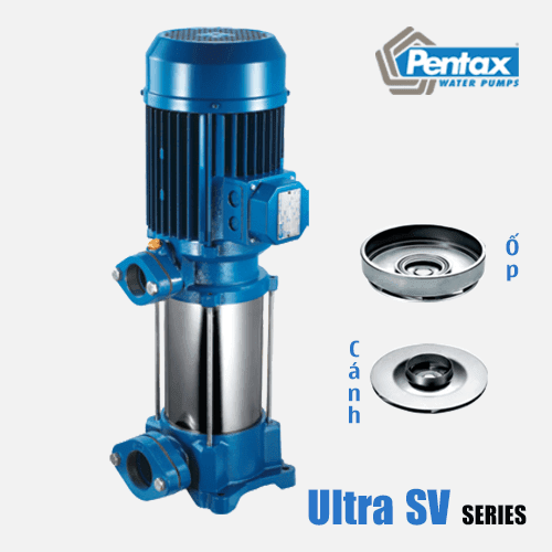 Bơm ly tâm trục đứng đa tầng cánh Pentax Model U7SV-400/8T (Cánh Inox)