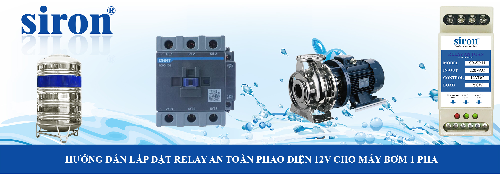 Lắp phao điện 12V điều khiển tự động máy bơm nước 1 pha công suất lớn