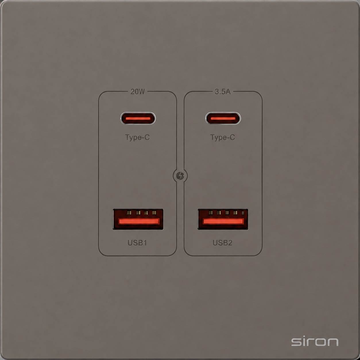 Bộ 2 ổ cắm usb type a+c Màu ghi SIRON 27H5327-60
