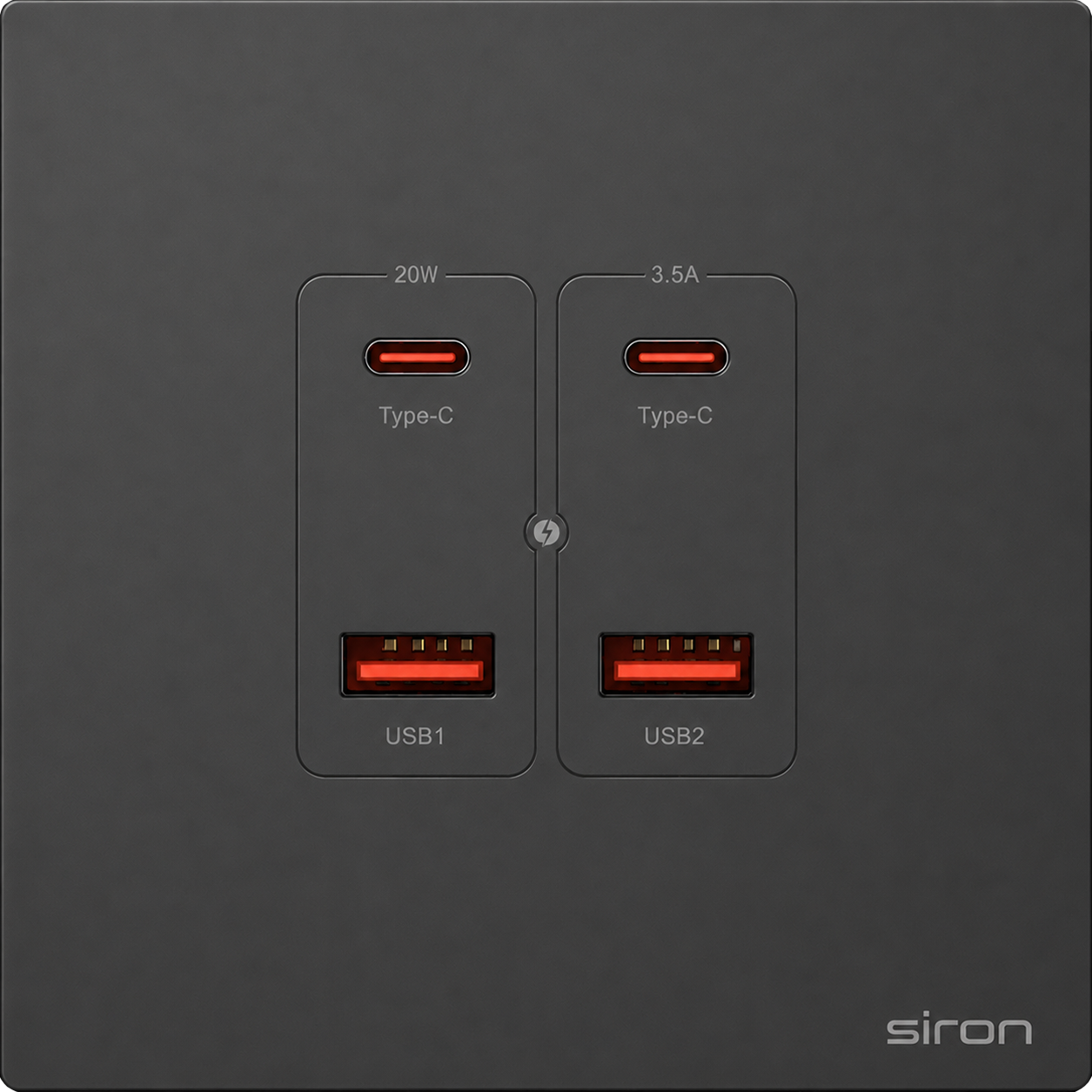 Bộ 2 ổ cắm usb type a+c Màu đen SIRON 27H5327-26