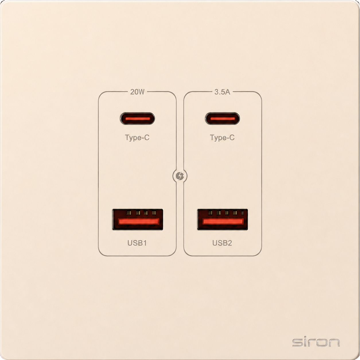 Bộ 2 ổ cắm usb type a+c Màu sâm panh SIRON 27H5327-46