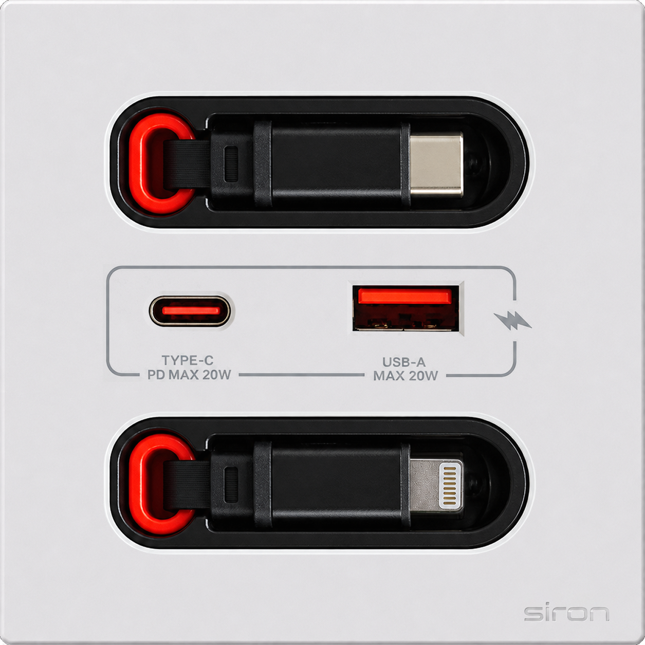 Bộ ổ cắm type a+c có dây type c + lightning Màu trắng SIRON 27H4525