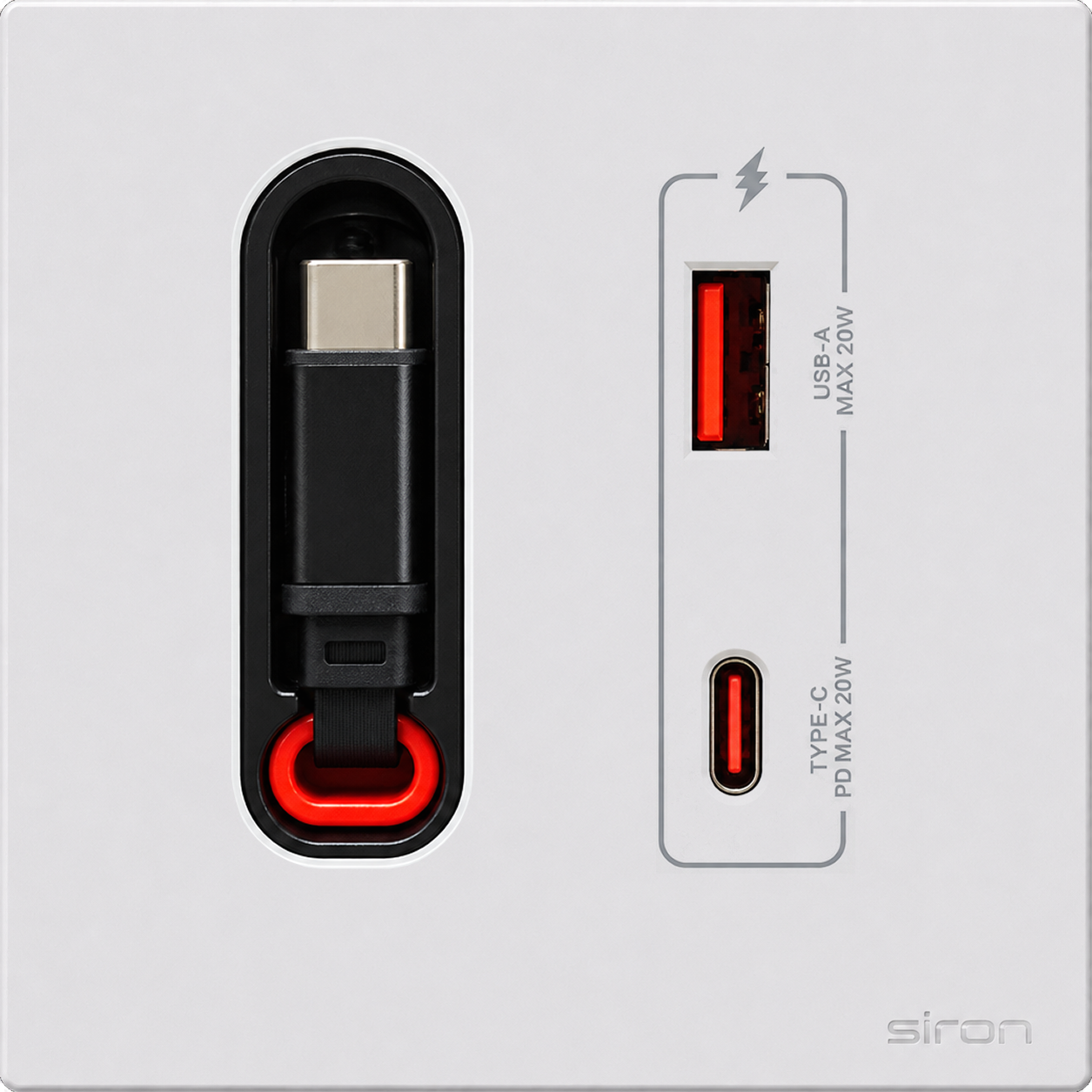 Bộ ổ cắm type a+c có dây type c Màu trắng SIRON 27H4521