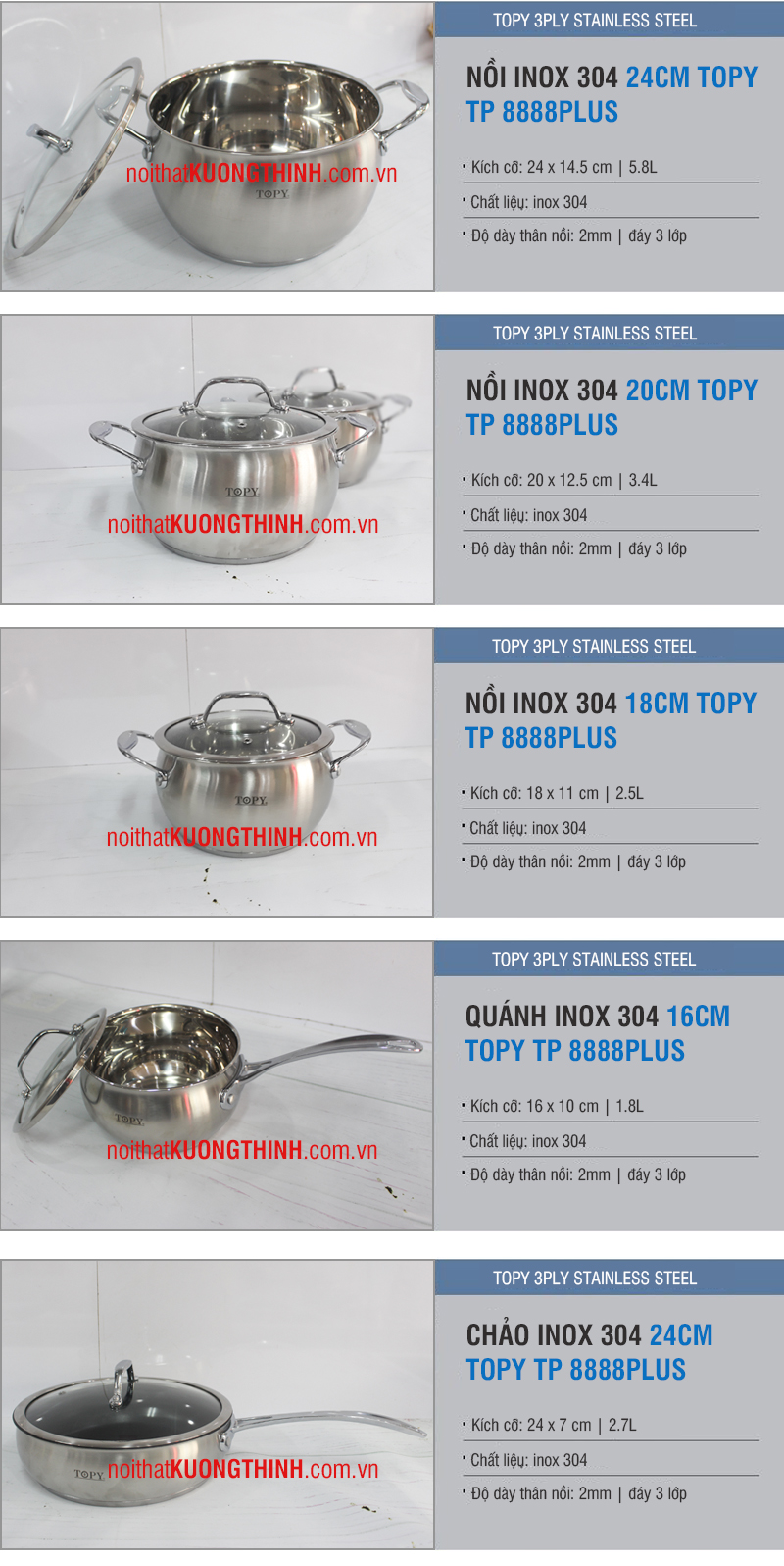 Bộ nồi Topy TP 8888Plus