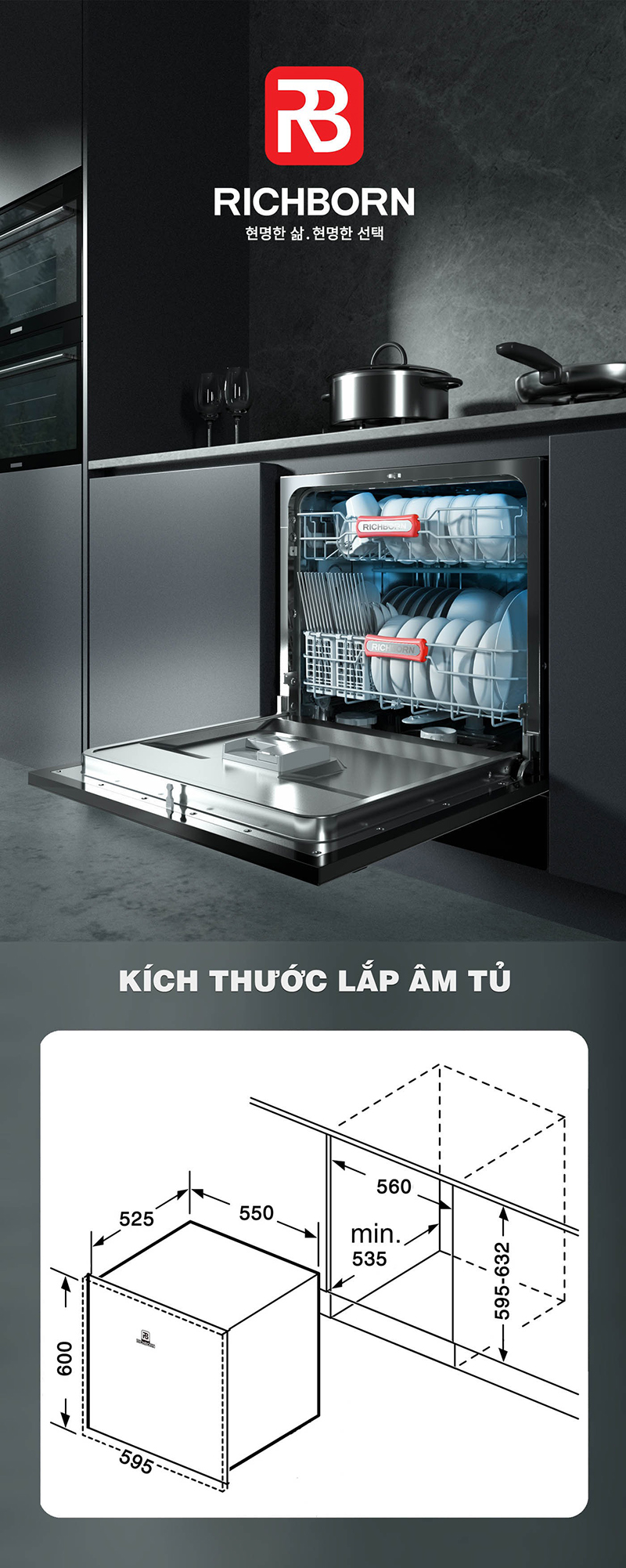 Máy rửa bát Richborn RDS6060MUS
