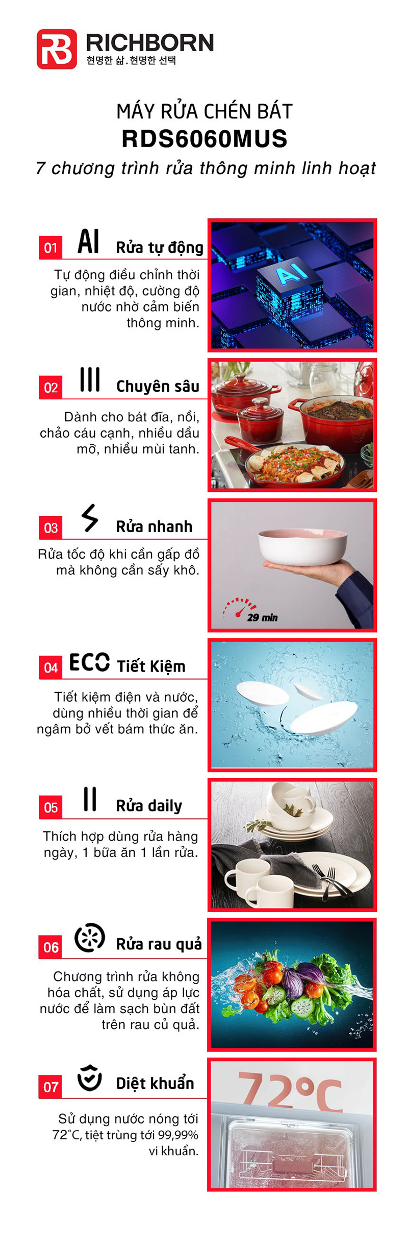 Máy rửa bát Richborn RDS6060MUS