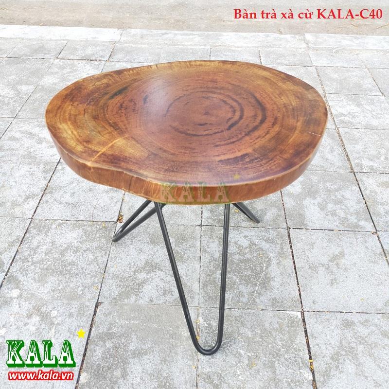 Bàn trà gỗ xà cừ KALA-C40 | bàn cafe chân sắt mặt gỗ tự nhiên- bàn trà