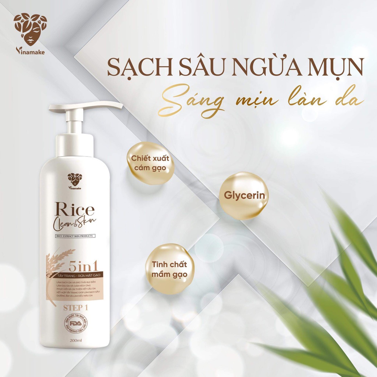 Tẩy Trang Rửa Mặt Gạo Rice Clean Skin 5 in 1