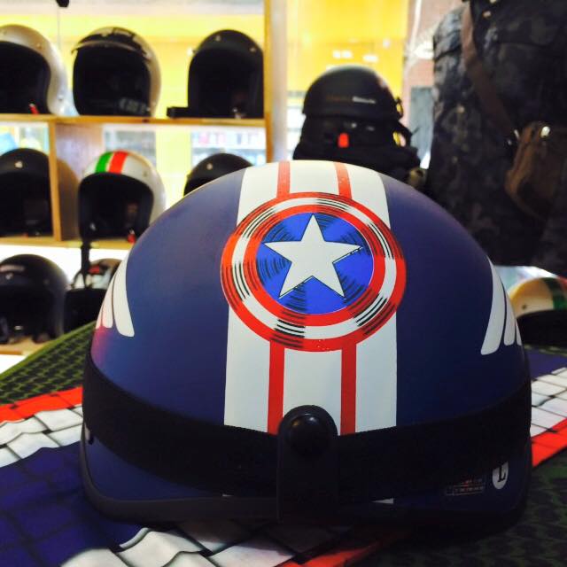 Mũ Bảo Hiểm 1/2 Bopa Tem Phượt - Captain American