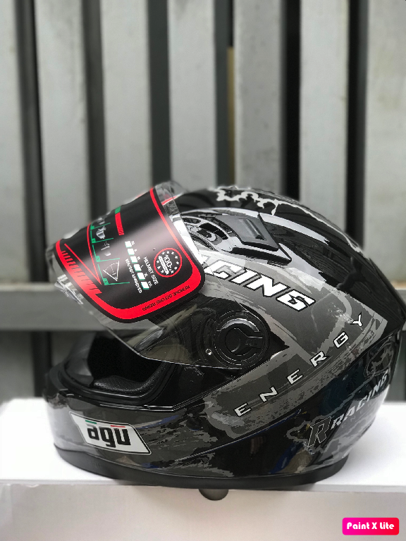 ( freeship bảo hành 24 tháng ) mũ nón AGU tem Racing energy Da cam (hàng chính hãng)