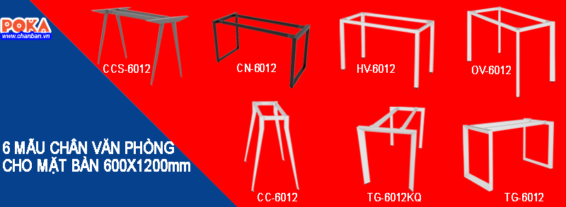 6 mẫu chân bàn văn phòng cho mặt bàn kích thước 600x1200mm