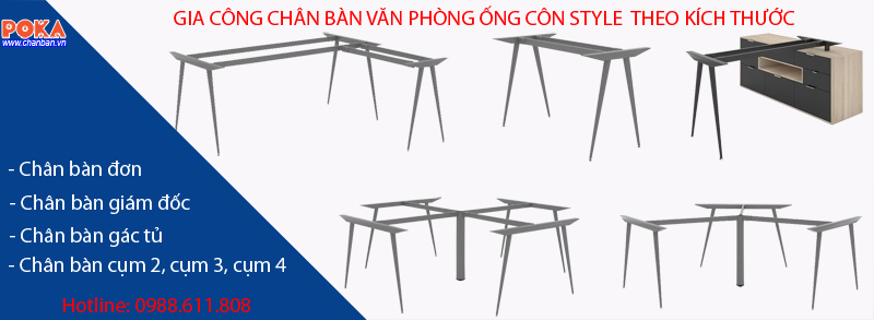 Xưởng gia công chân bàn văn phòng ống côn Style