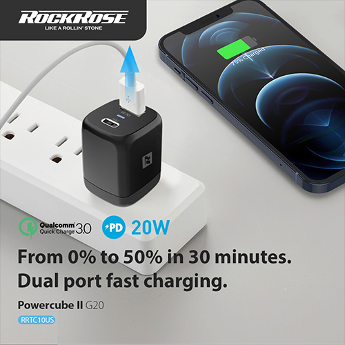 Cốc sạc nhanh ROCKROSE 2 cổng Powercube II G20 Travel Charger