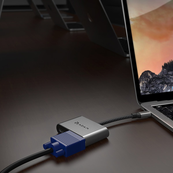 Cổng Chuyển| Hub 2in1 usb-c Adam Elements casa to hdmi/ vga