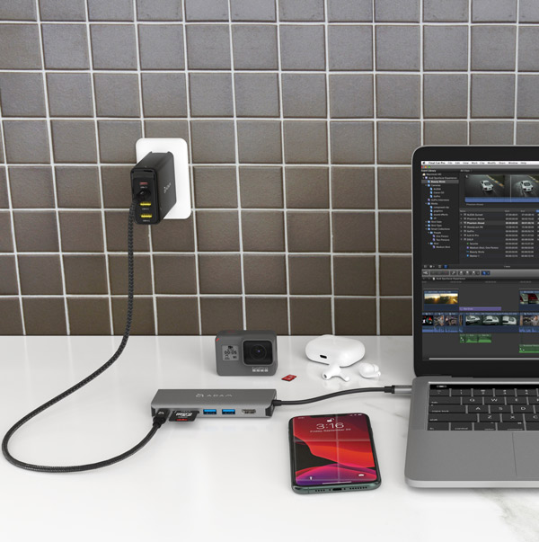 CỔNG CHUYỂN 6IN1 USB-C ADAM ELEMENTS CASA PD 100W