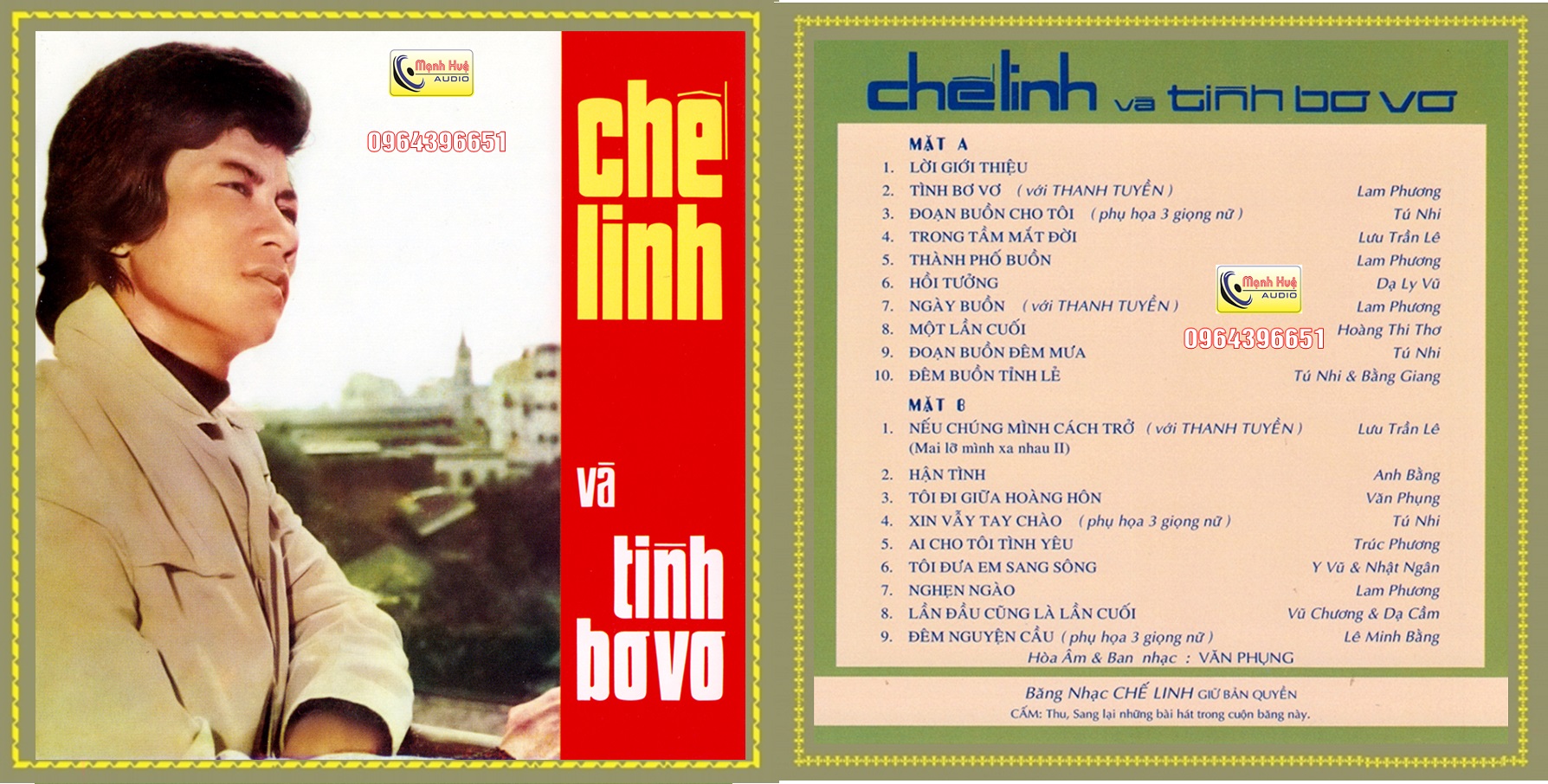 Băng cối 7 ( 4 Track ) Chế Linh Tình Bơ Vơ . Thâu âm trước 75