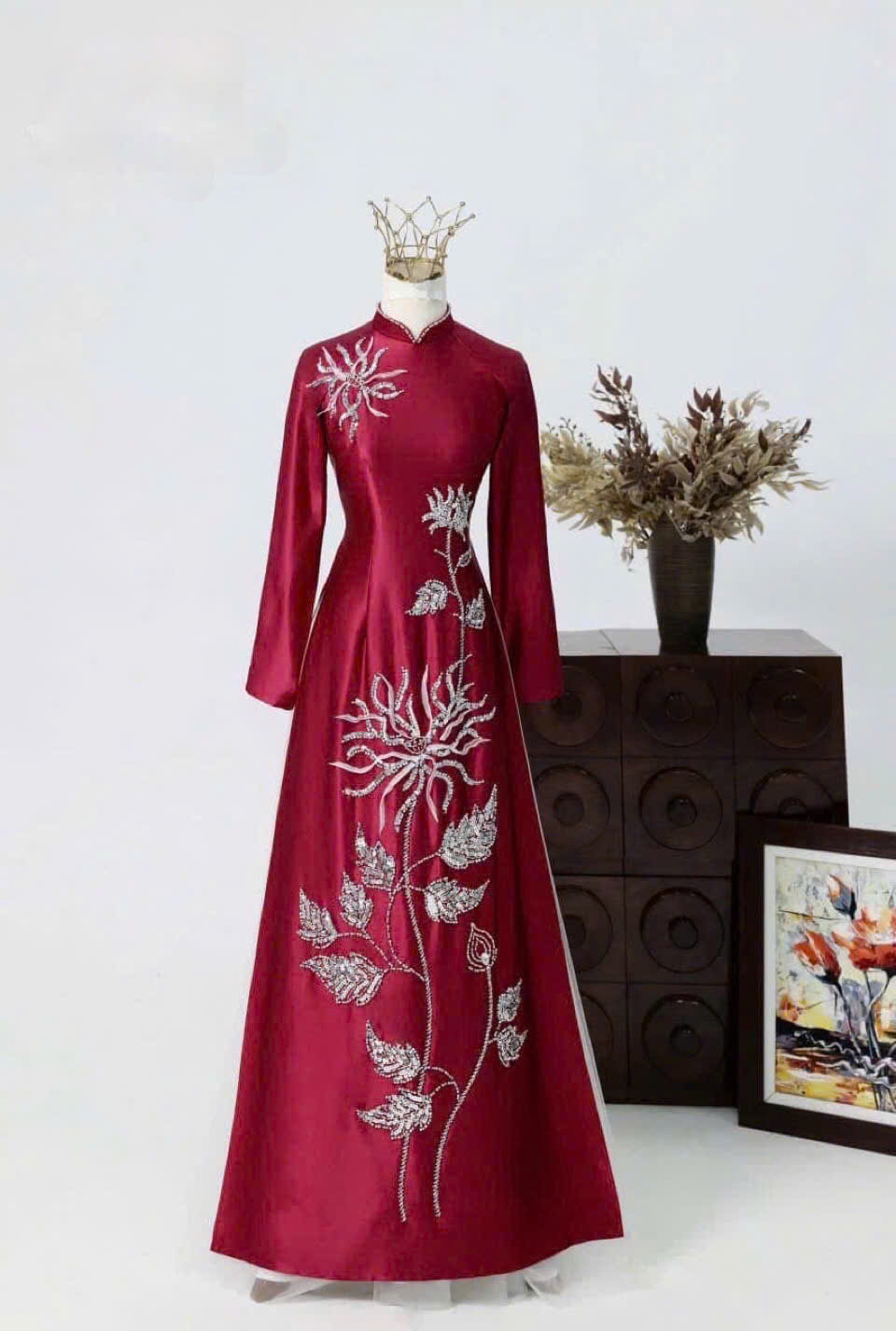 Áo Dài Bà Sui Lụa Cao Cấp Đính Đá Sang Trọng