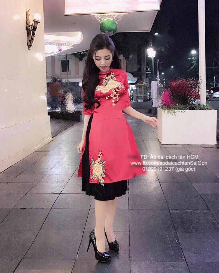 Sét áo dài cách tân nhung cao cấp chân váy tơ hai lớp đẹp xuất sắc | Shopee  Việt Nam