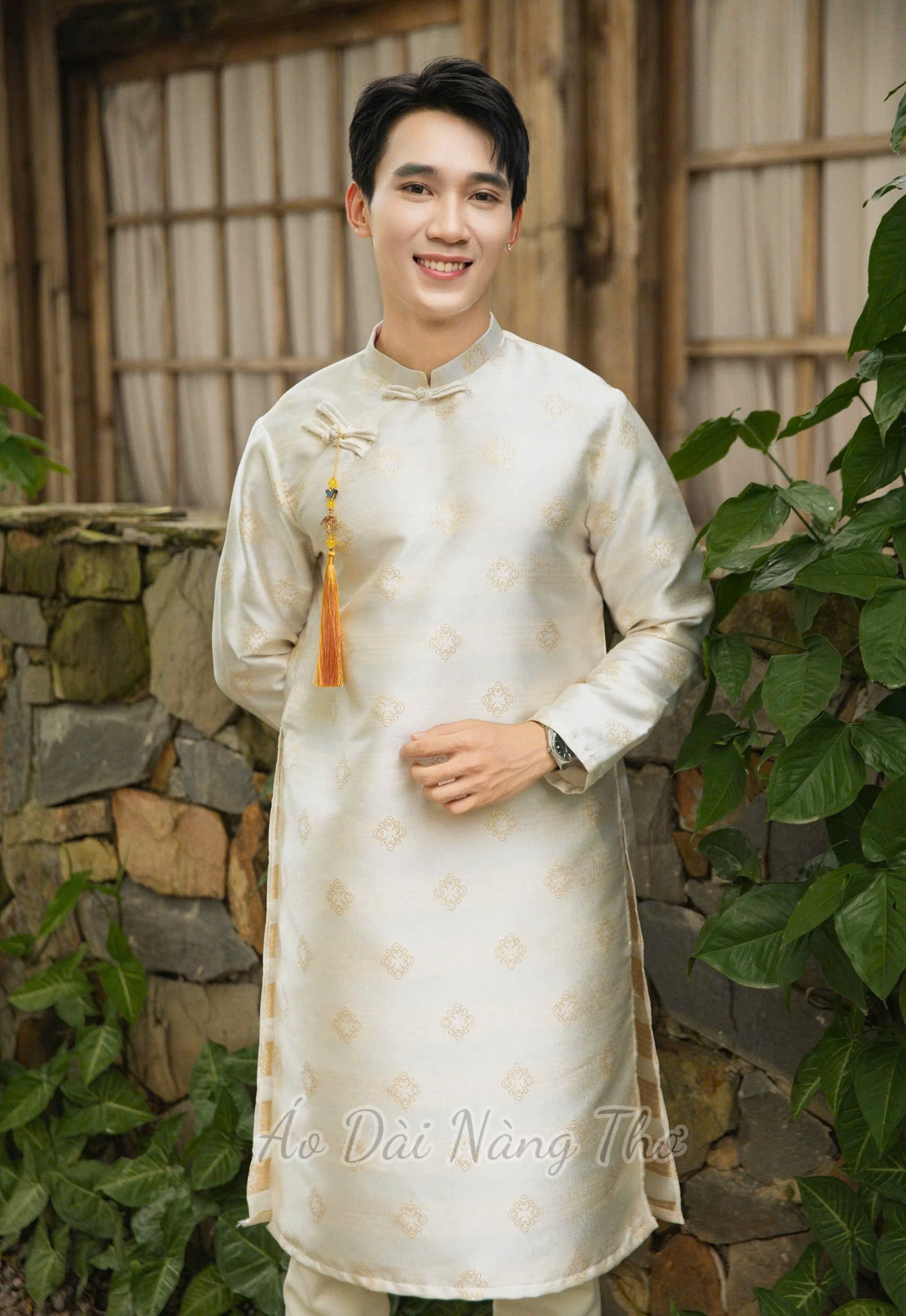 Áo Dài Nam Tafta Kèm Dây Tua Rua