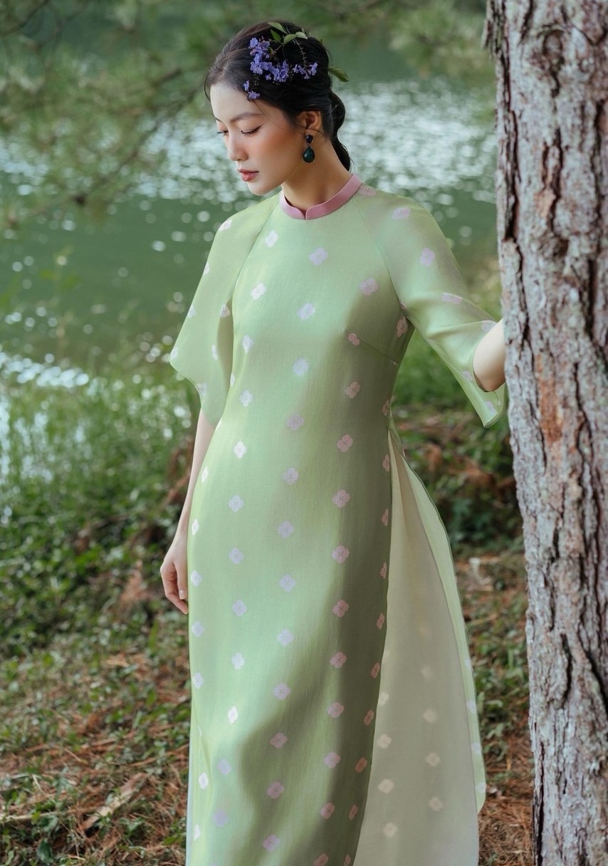 Áo Dài Cách Tân Voan Tơ In Hoa Nhí