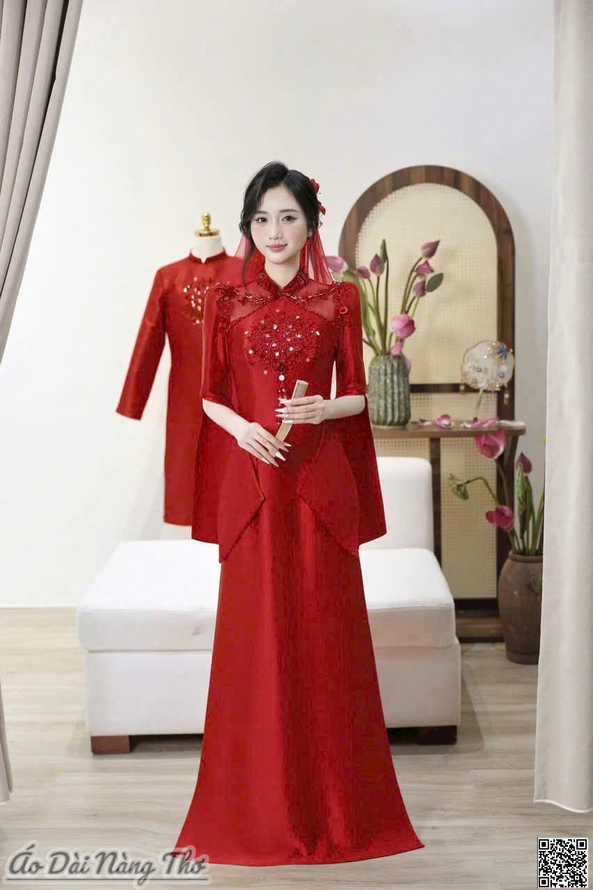 Áo Dài Cưới Đỏ Sang Trọng