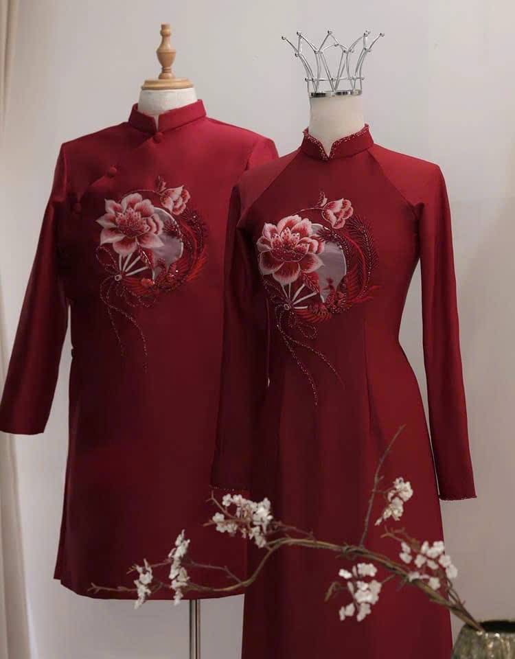 Áo Dài Cưới Họa Tiết Phụng Thêu Sang Trọng
