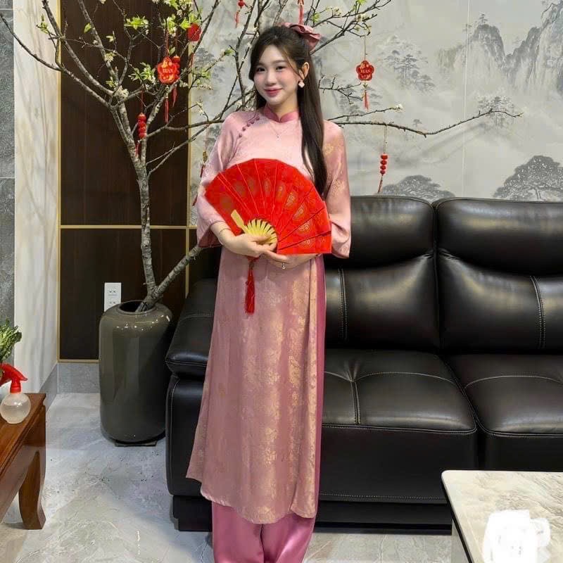 Áo Dài Cách Tân Gấm Hoa Nền Nã