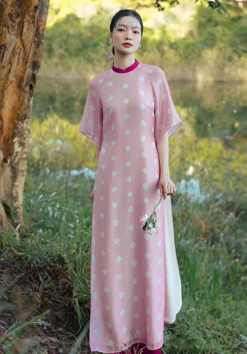 Áo Dài Cách Tân Voan Tơ In Hoa Nhí