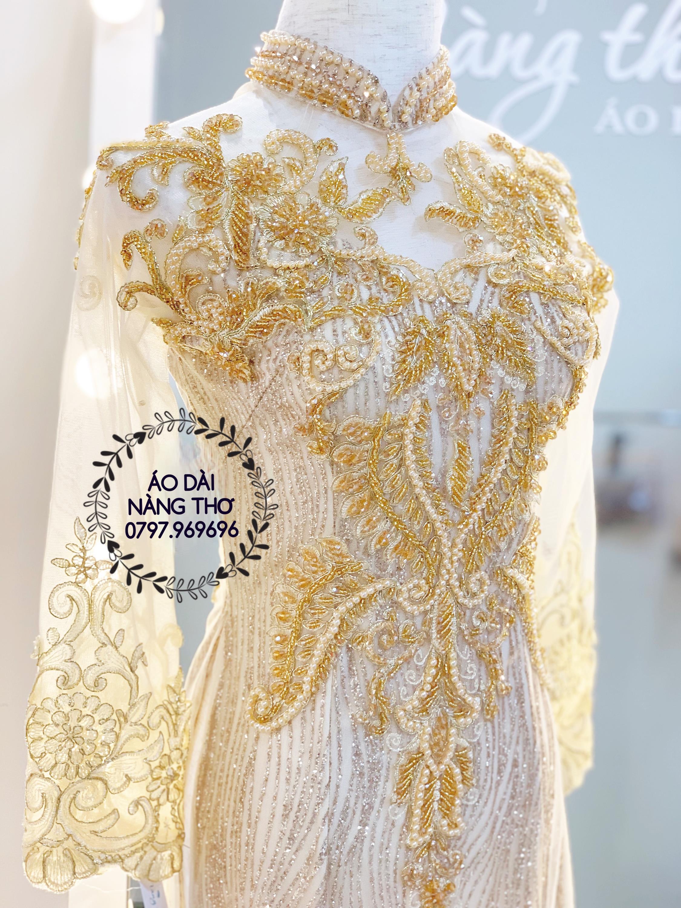 ÁO DÀI REN ĐÍNH HẠT CAO CẤP