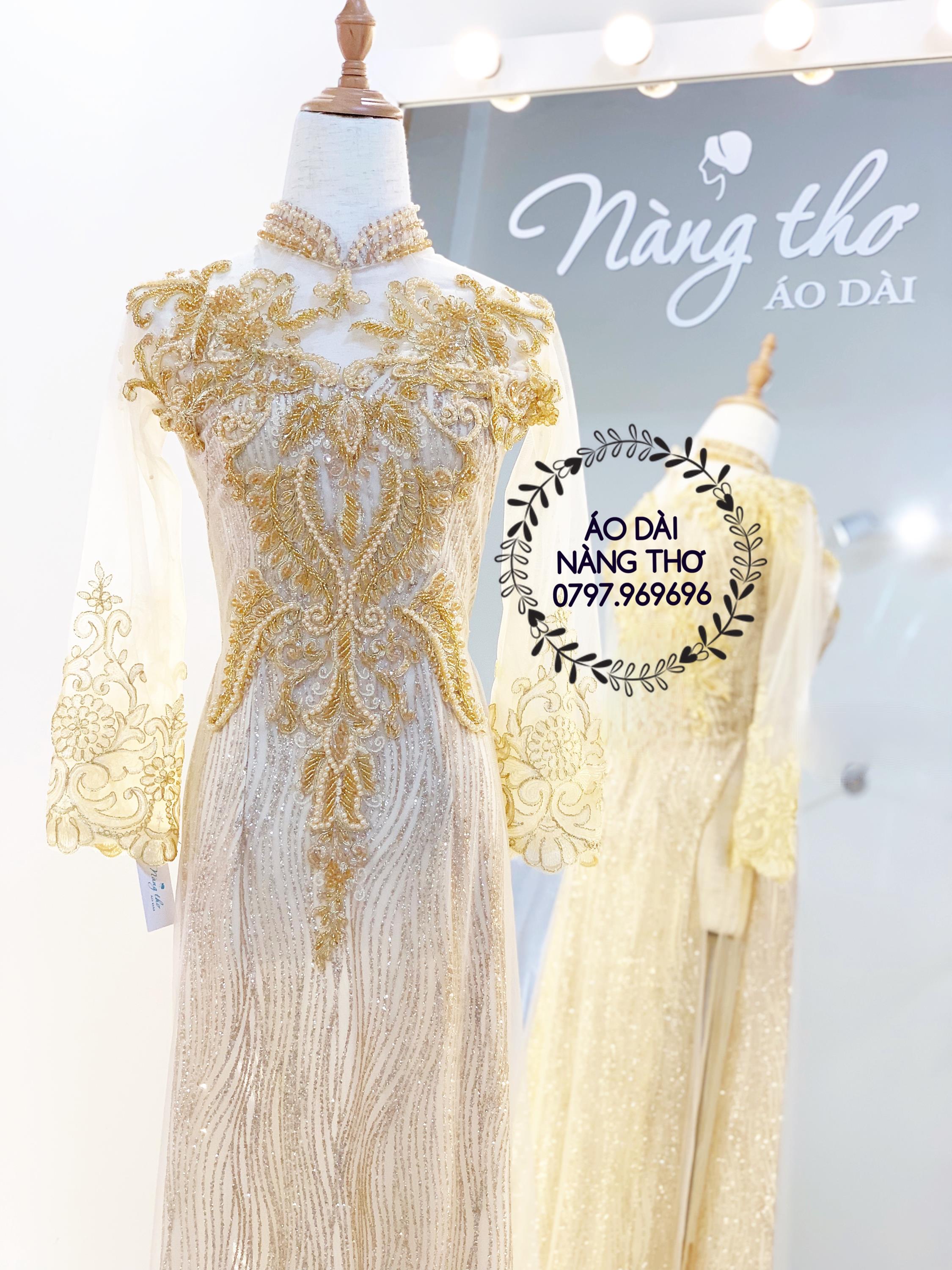 ÁO DÀI REN ĐÍNH HẠT CAO CẤP