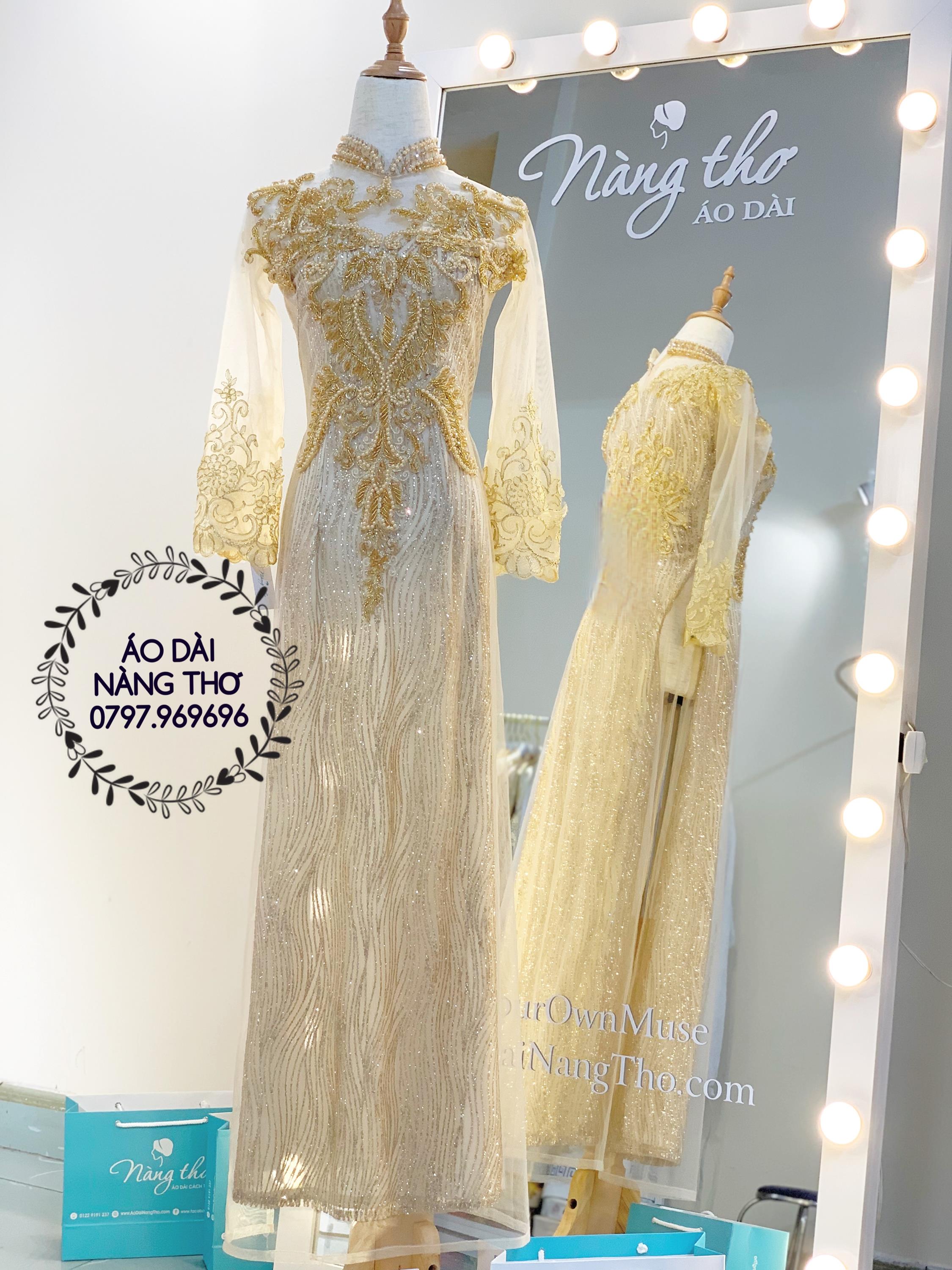 ÁO DÀI REN ĐÍNH HẠT CAO CẤP