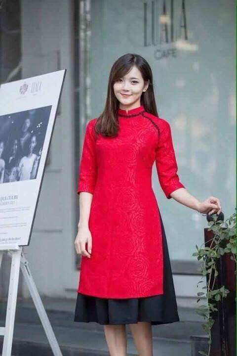 Đầm Body Cổ V Phối Màu Đỏ Đen Đính Đá Lisa Dress - Đầm Quỳnh Anh Luxury  Fashion