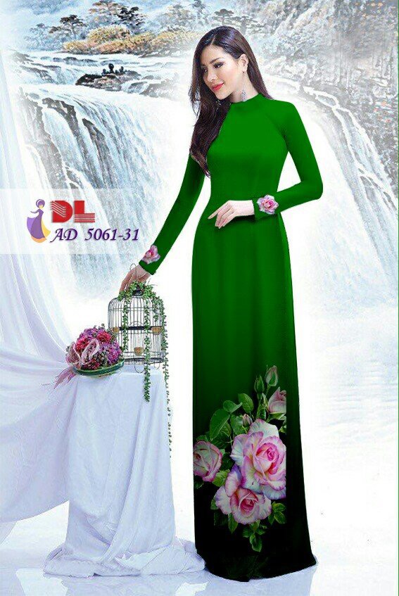 Áo Dài in hình phố cổ màu hồng