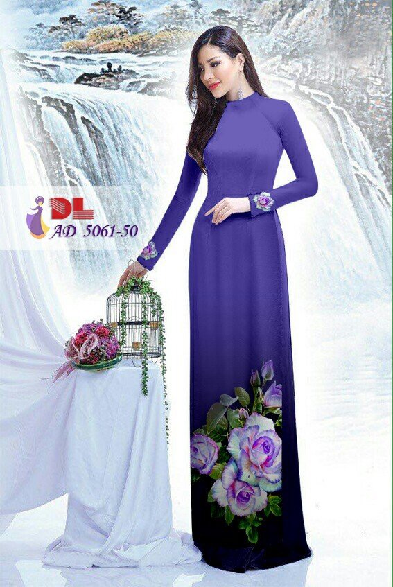 Áo Dài in hình phố cổ màu hồng