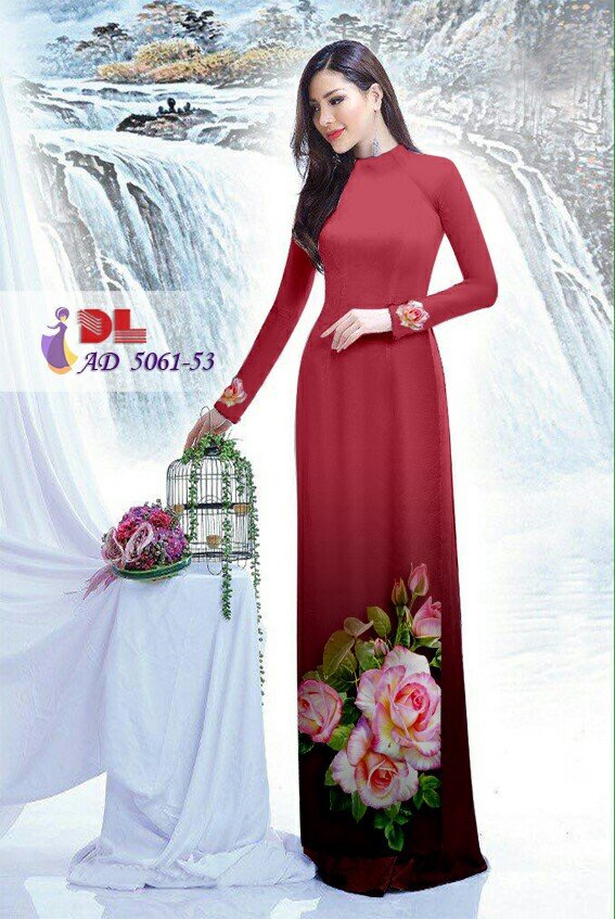 Áo Dài in hình phố cổ màu hồng