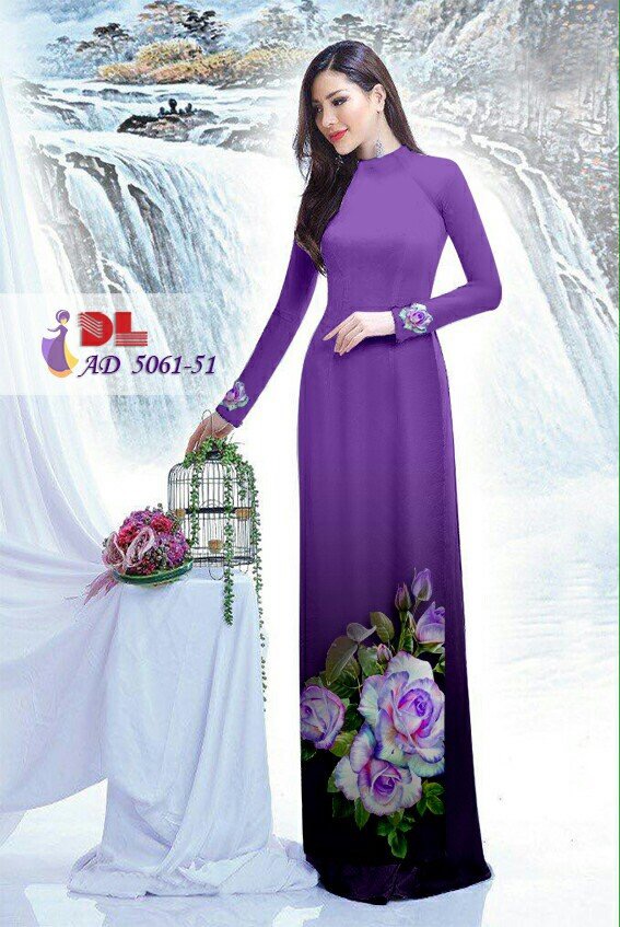 Áo Dài in hình phố cổ màu hồng