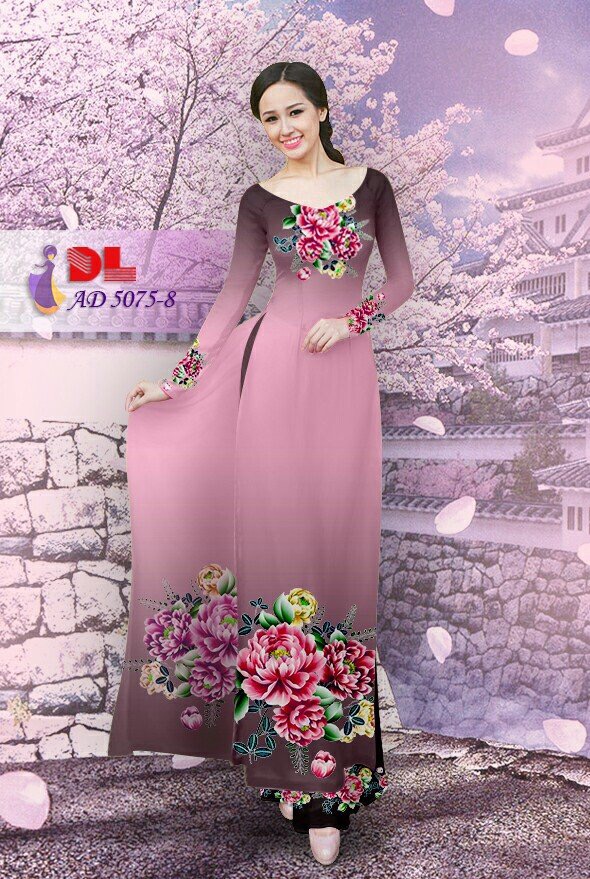 Áo Dài họa tiết hoa sen