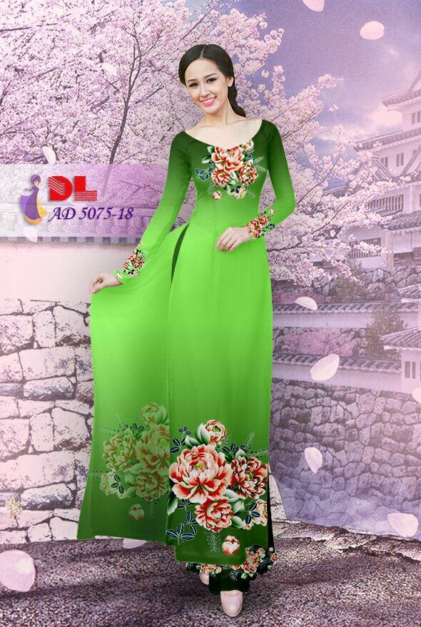 Áo Dài họa tiết hoa sen