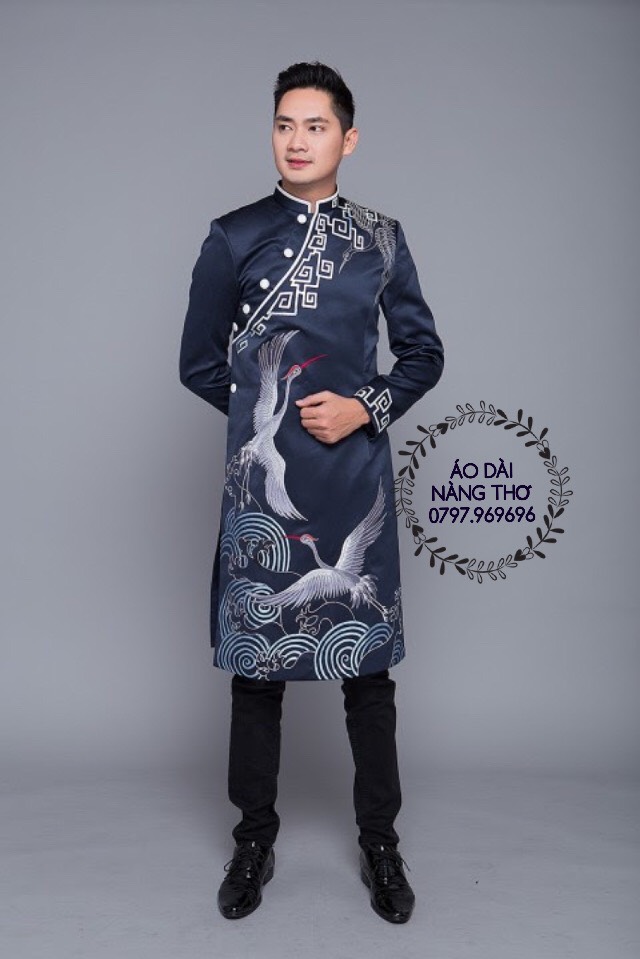 Men Prussian Blue Lan Ao Dai Set, 55% OFF