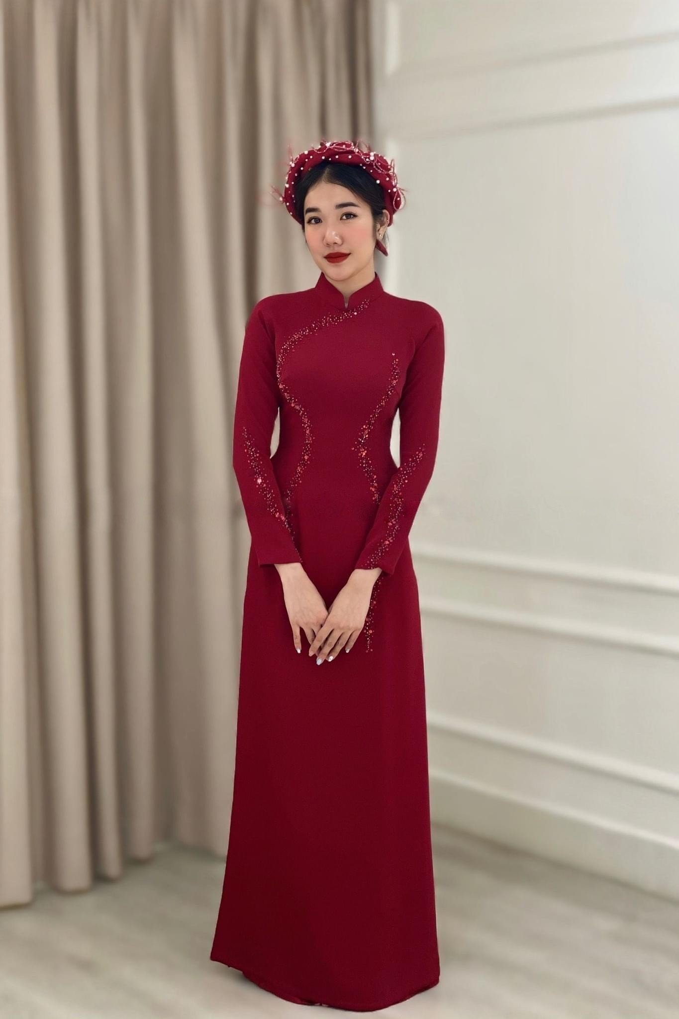 Đầm PG kim sa đỏ đuôi cá - Cho thuê đầm PG, lễ tân, trang phục sự kiện -  She Loves