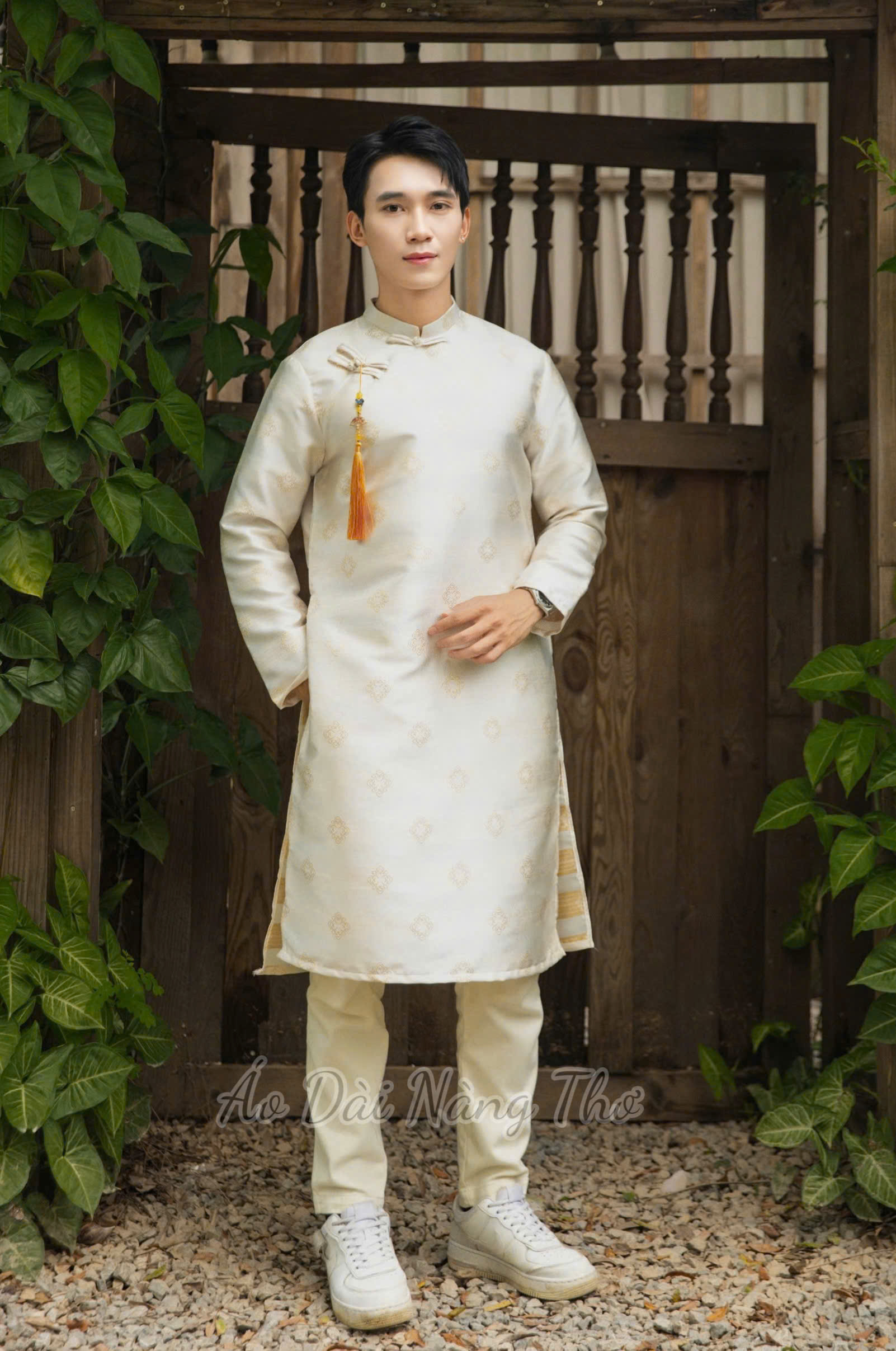 Áo Dài Nam Tafta Kèm Dây Tua Rua