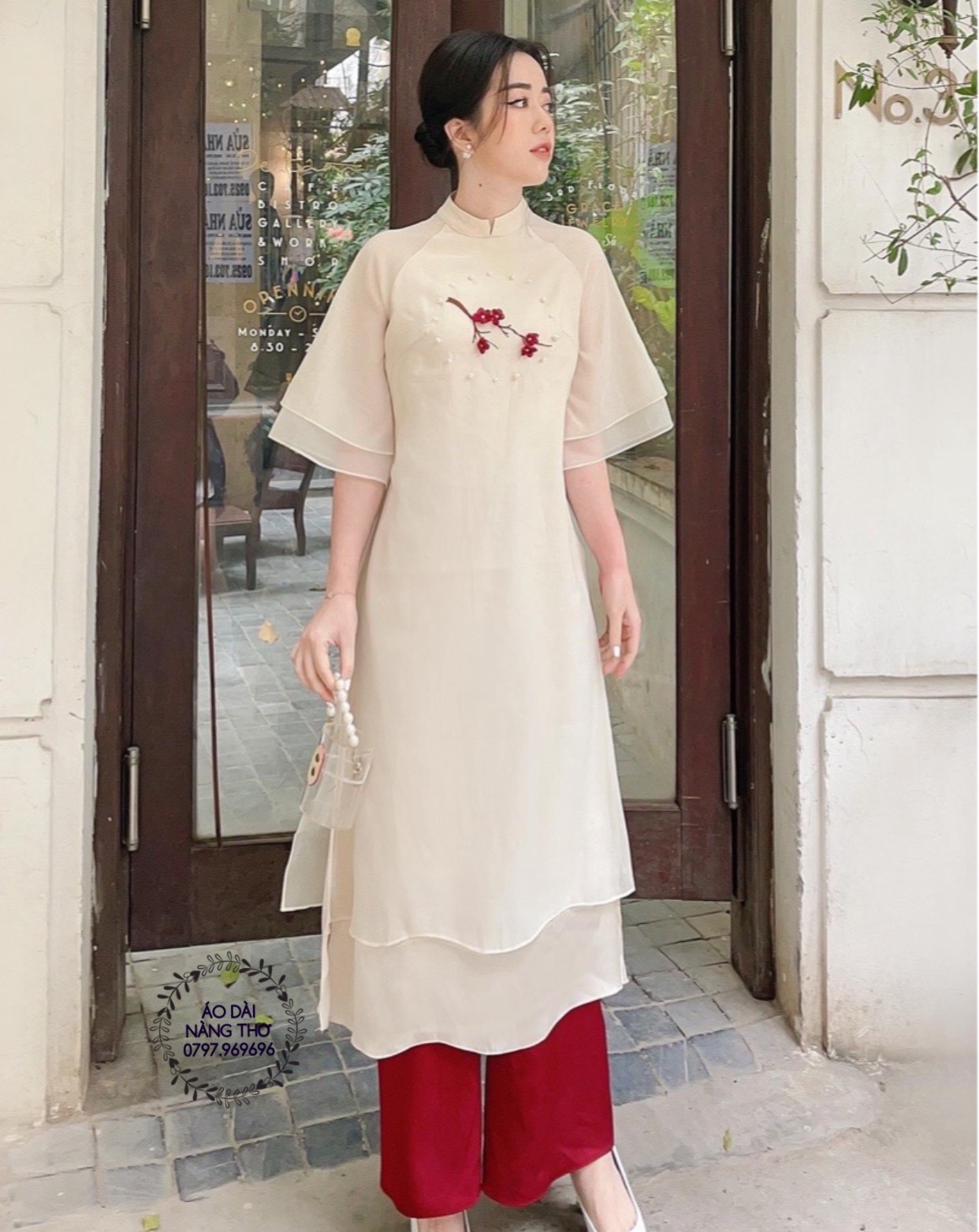 Set áo dài cách tân hoa 3D chân váy xòe - Sumi Dress - Bộ | ThờiTrangNữ.vn