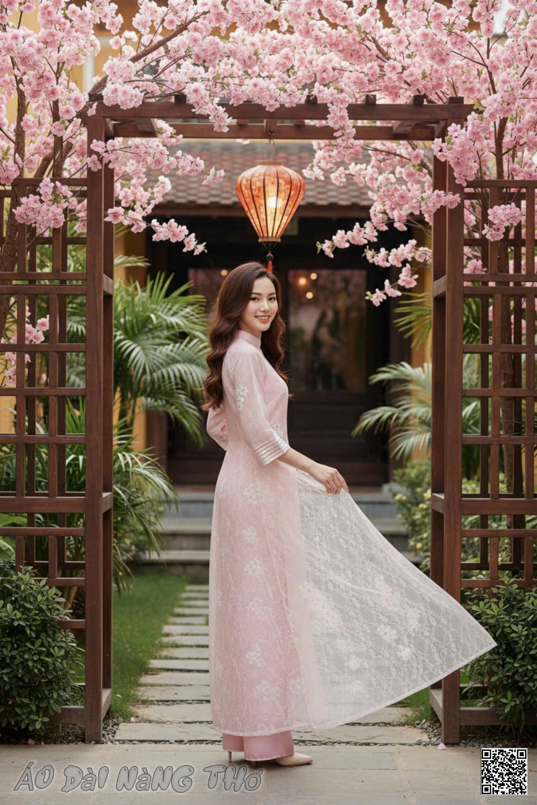 Áo Dài Cách Tân Lụa Hồng Xinh Xắn