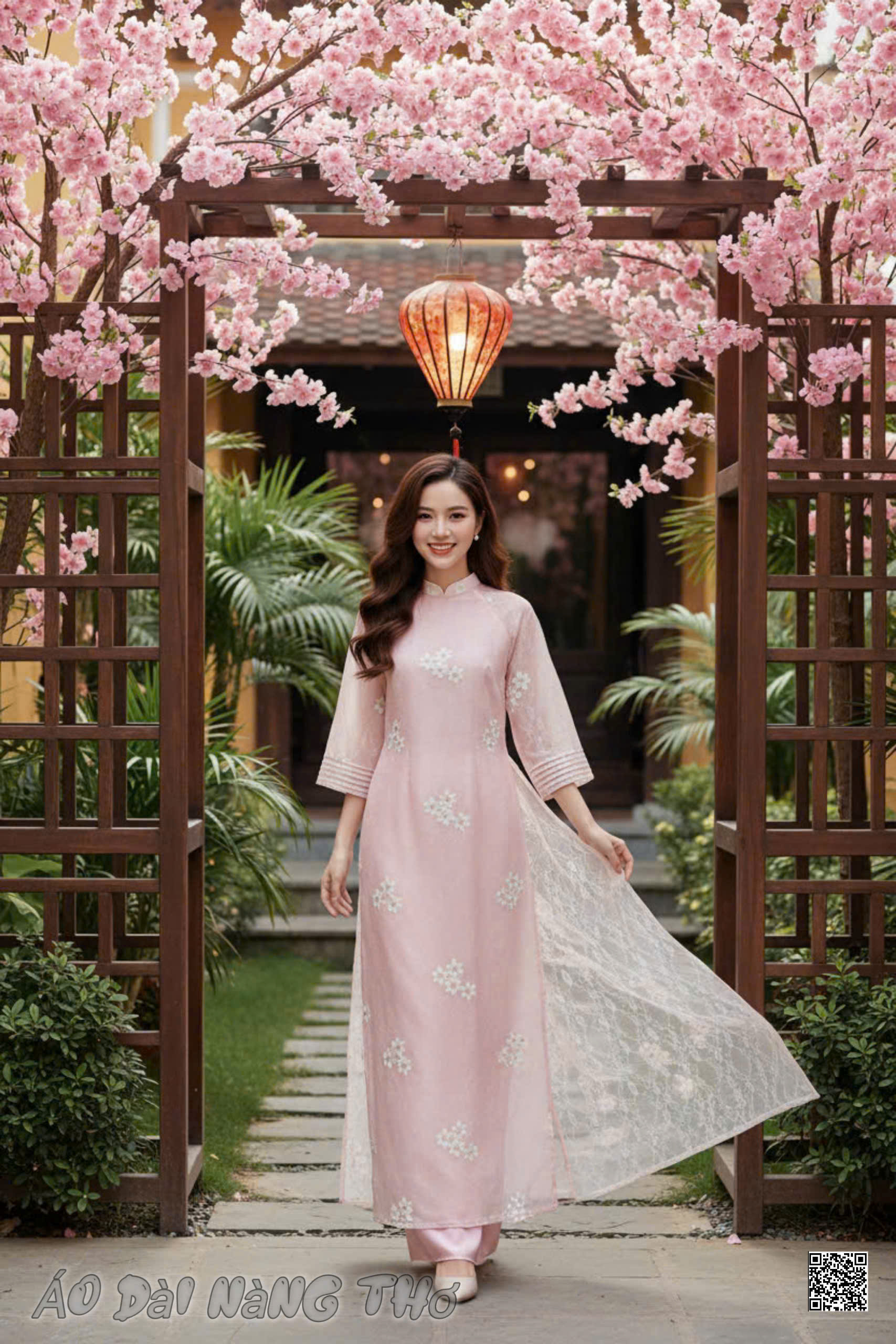Áo Dài Cách Tân Lụa Hồng Xinh Xắn