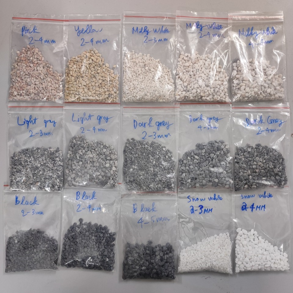Small pebbles mix with resin for Korea markets