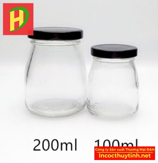Hũ thủy tinh làm sữa chua nắp nhựa 