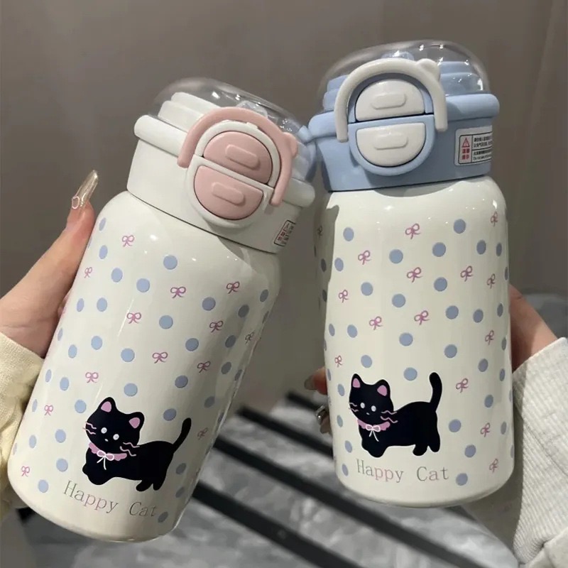 Bình giữ nhiệt 500ml mèo con xinh xắn chấm bi T-286U